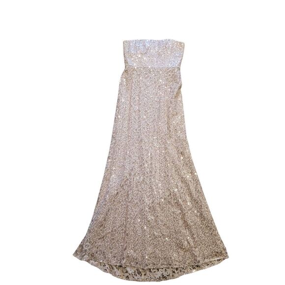 NWT BCBGMAXAZRIA Dress Women's 8 Nude Champagne Natasha Formal Sequin Long - Picture 3 of 7